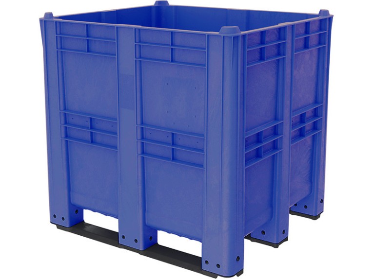 BoxPallet 1300х1150х1250 сплошной, на 3 полозьях синий купить в Владимире