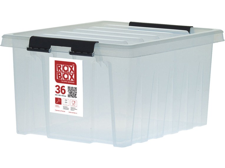 Контейнер Rox Box Original 36 (500х390х250 мм с крышкой и клипсами прозрачный) купить в Владимире
