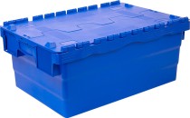 Ящик п/э 600х400х250 сплошной синий с крышкой