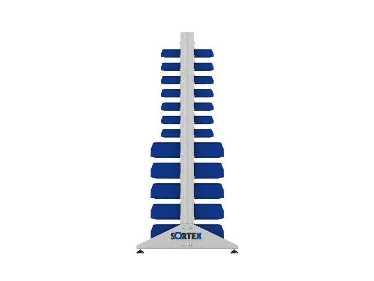 Стеллаж для пластиковых лотков SORTEX двухсторонний 1800x1000x800.04 купить в Владимире Стеллаж для пластиковых лотков SORTEX двухсторонний 1800x1000x800.04 купить в Владимире