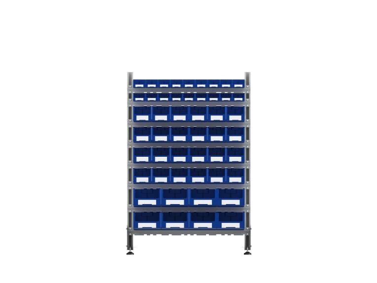 Стеллаж для пластиковых лотков SORTEX односторонний 1500x1000x450.06 купить в Владимире Стеллаж для пластиковых лотков SORTEX односторонний 1500x1000x450.06 купить в Владимире